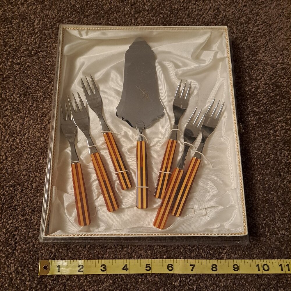 Vintage Rostfrei Solingen German Bakelite & Chrome Dessert Set - Picture 3 of 7